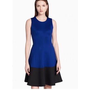 CALVIN  KLEIN FIT AND FLARE COLOR BLOCK DRESS